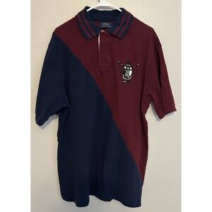 Polo Ralph Lauren Mens LT Burgundy Navy Sash Rowing Rugby Short Sleeve Shirt